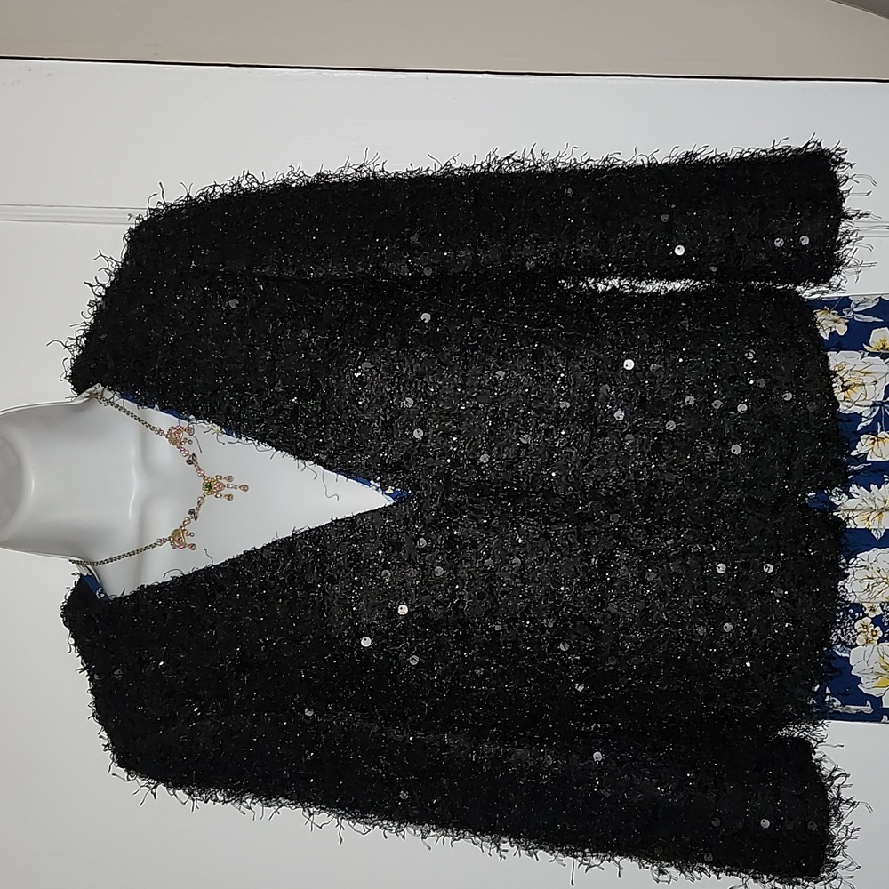 Women's Loft Size 4P Gorgeous Trendy Black Boucle Sequin Jacket